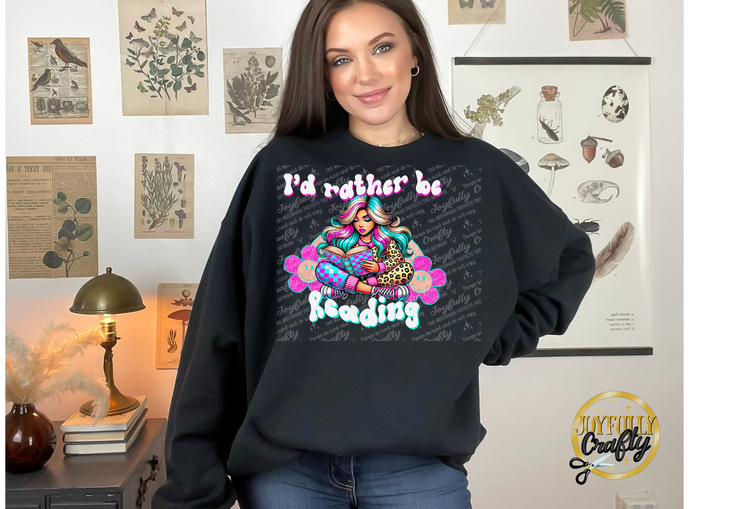 I'd Rather Be Reading Retro Adult Crewneck Sweater
