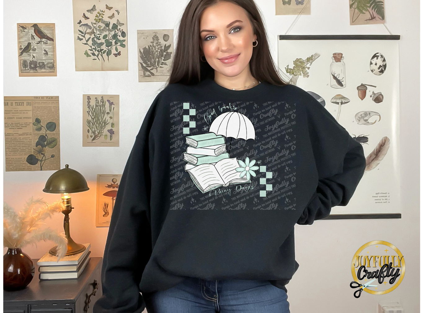 Good Books and Rainy Days Adult Crewneck Sweater