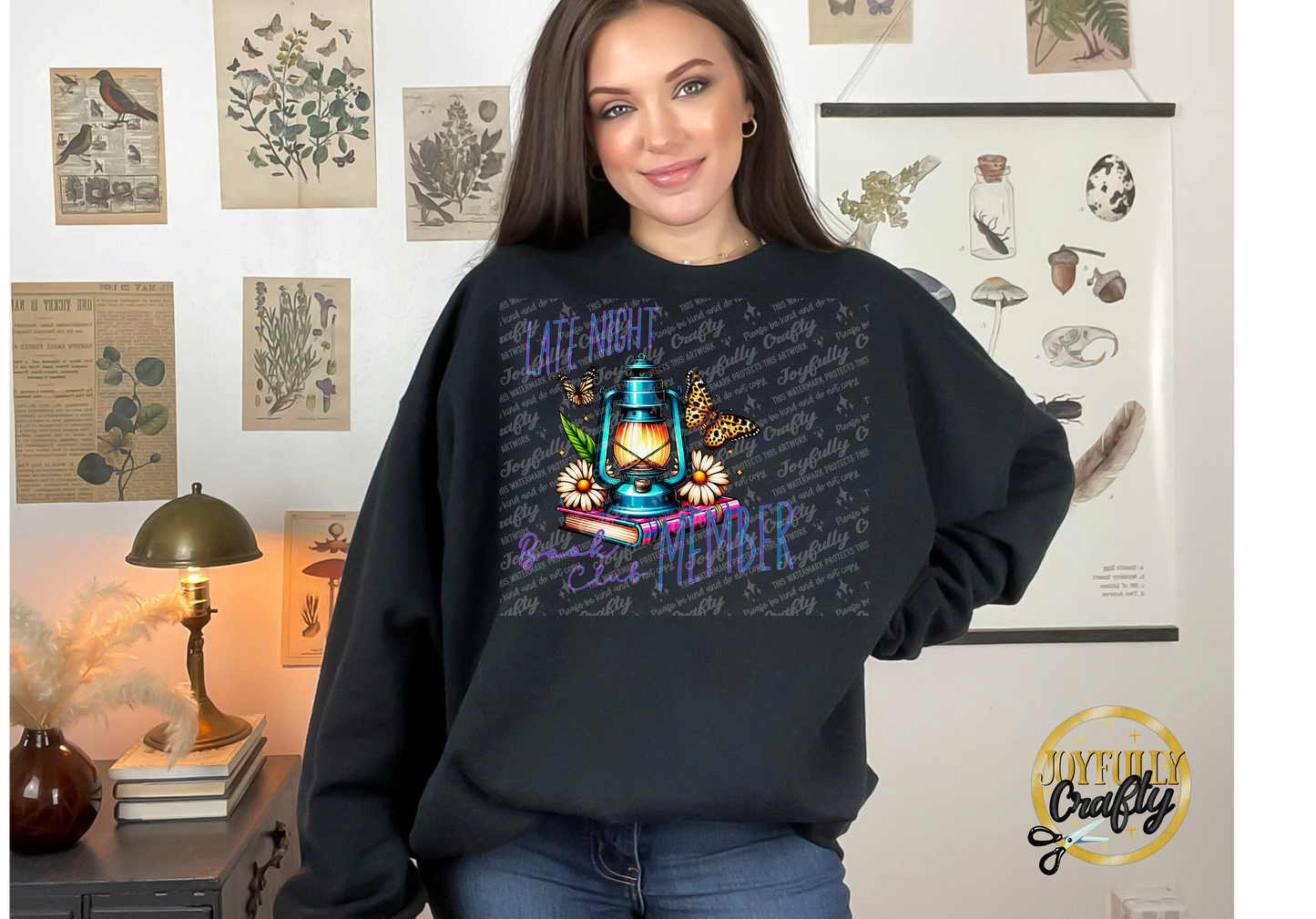 Late Night Book Club Member Adult Crewneck Sweater