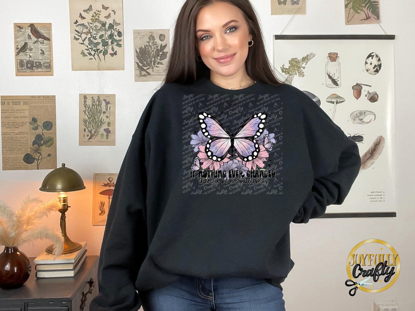 No Butterflies Adult Crewneck Sweater