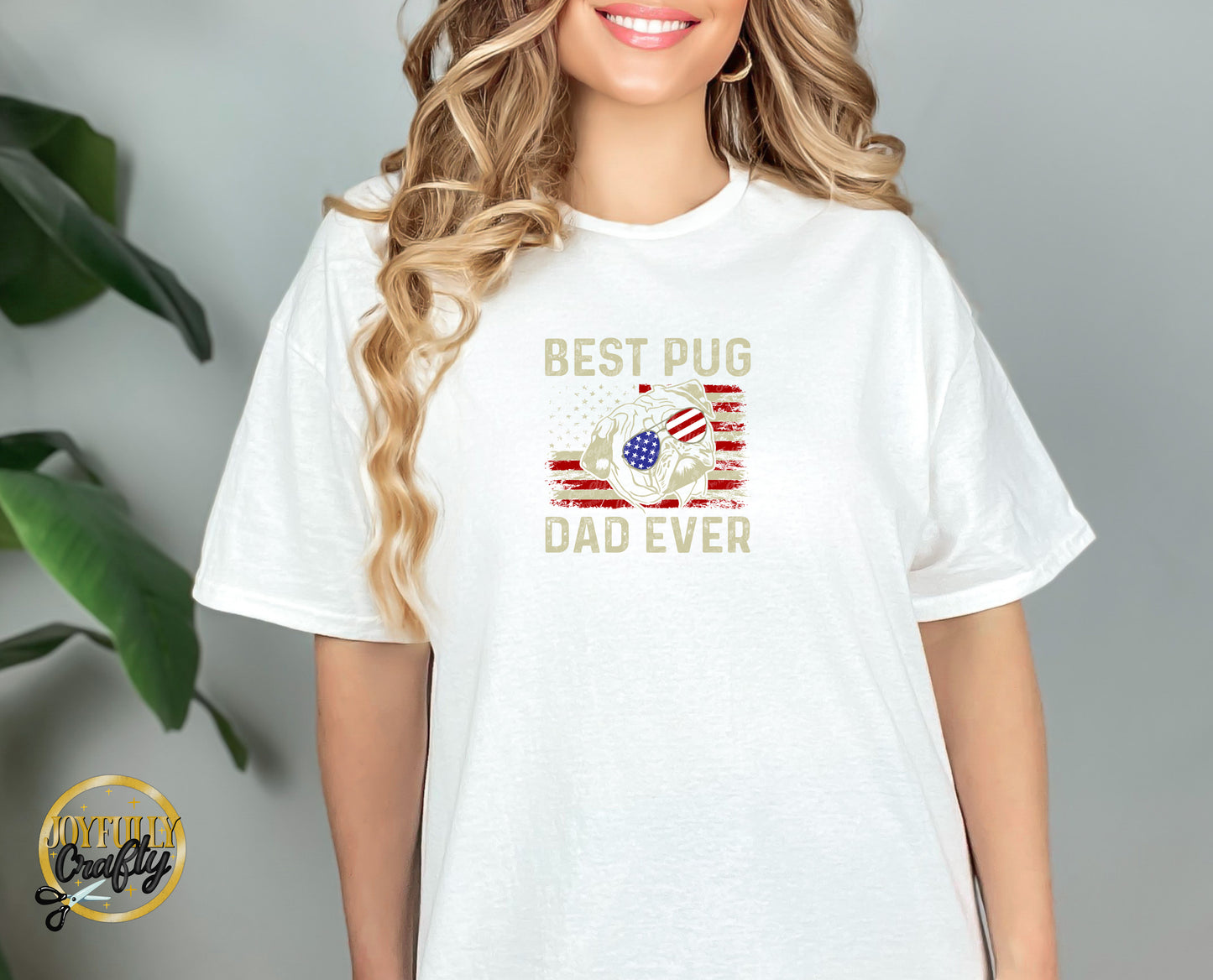Best Pug Dad Ever American Flag Adult T Shirt