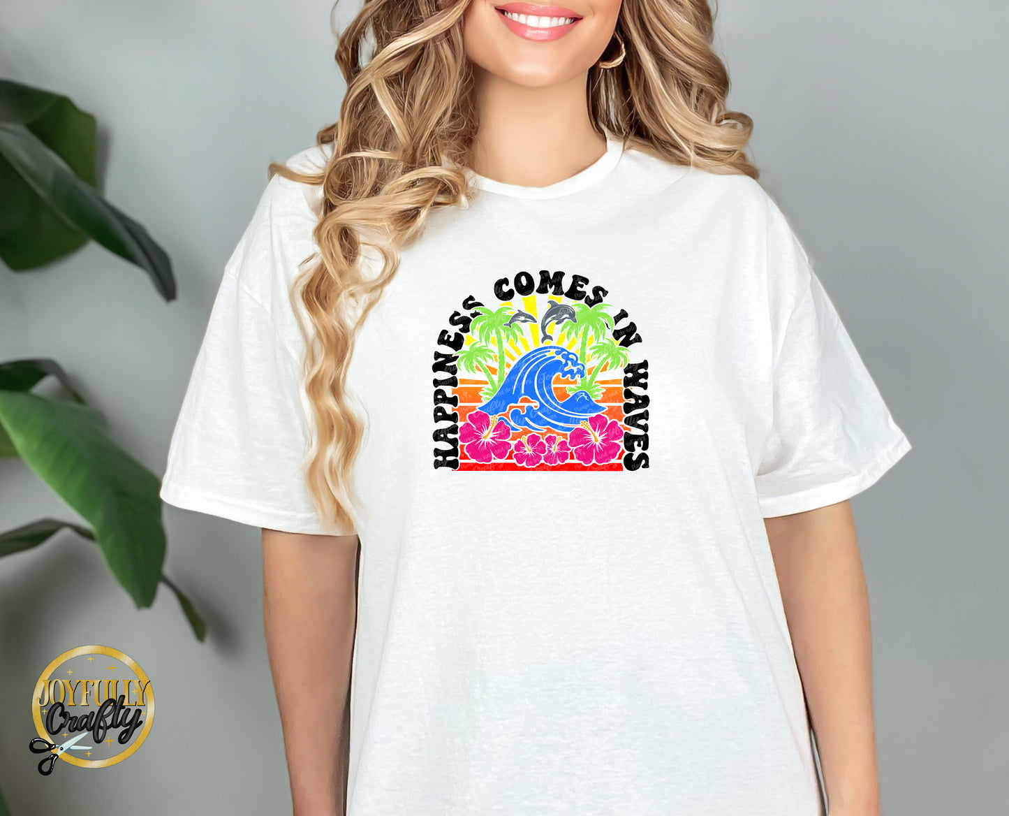 Happiness Comes In Waves Adult T Shirt