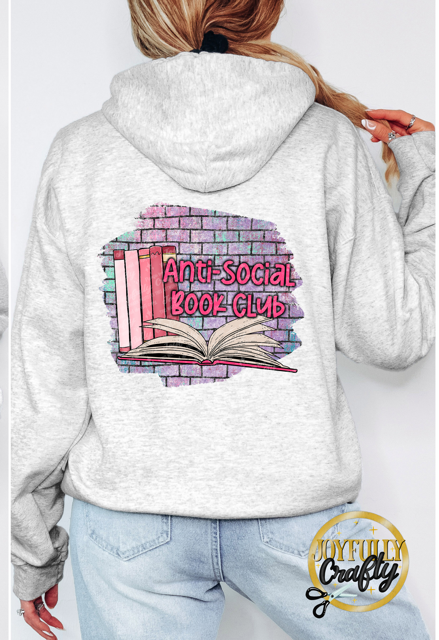 Anti Social Book Club Adult Zip Up Hoodie Back Design