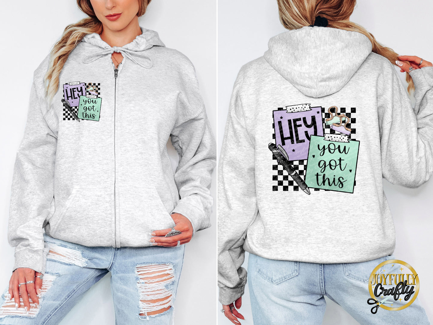 Hey You Got This Adult Zip Up Hoodie Pocket Design