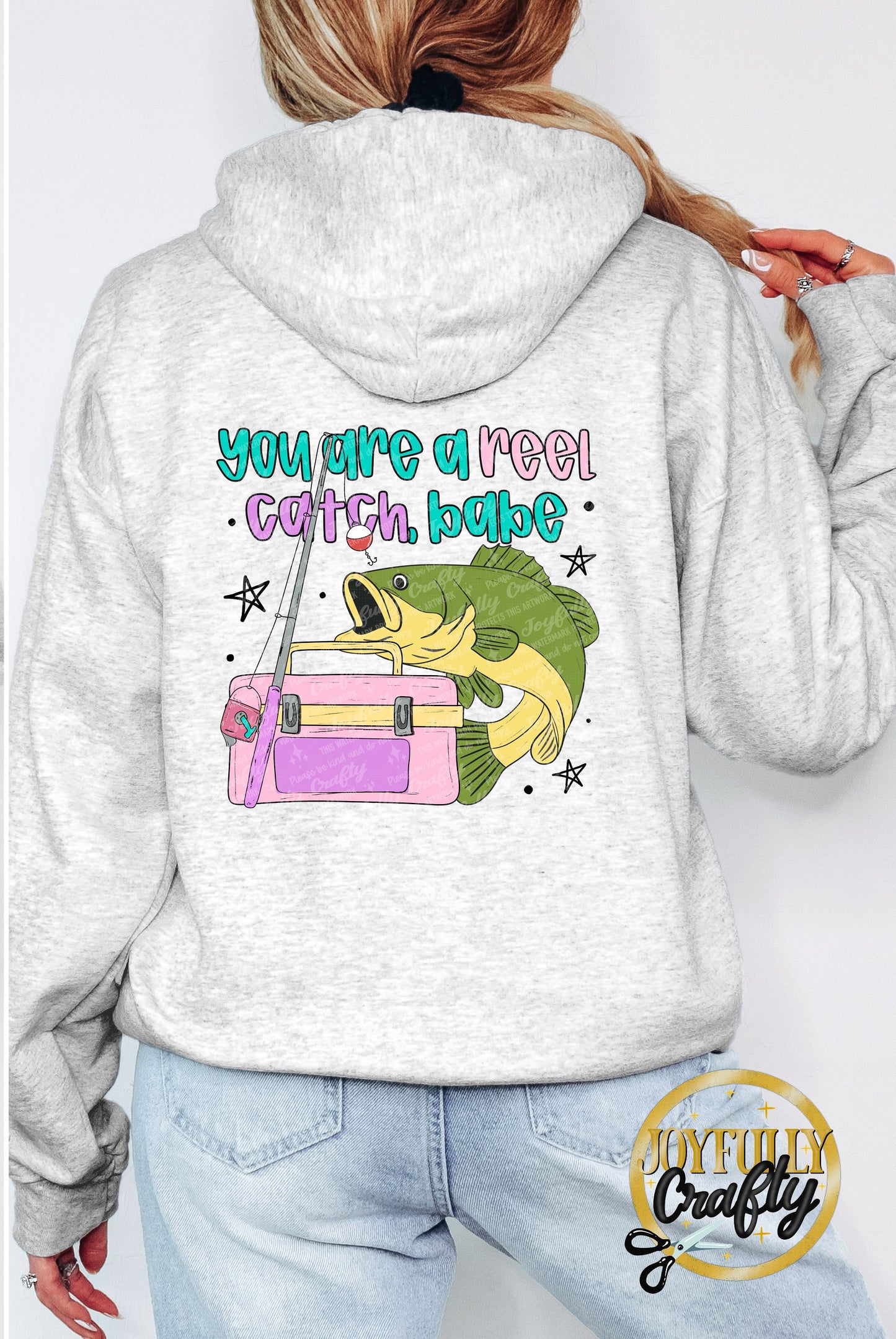 Reel Catch Adult Zip Up Hoodie Back Design