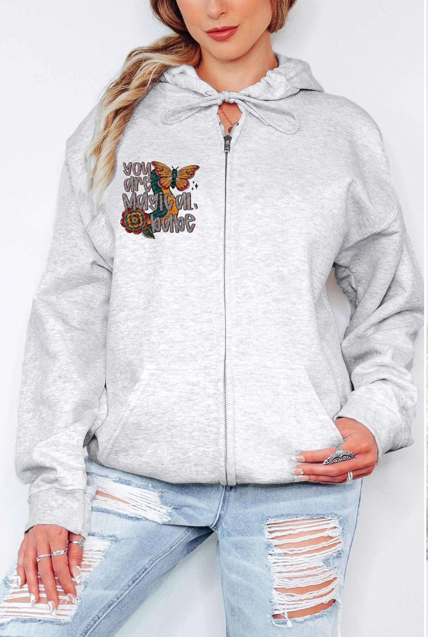 You Are Magical Adult Zip Up Hoodie Pocket Design