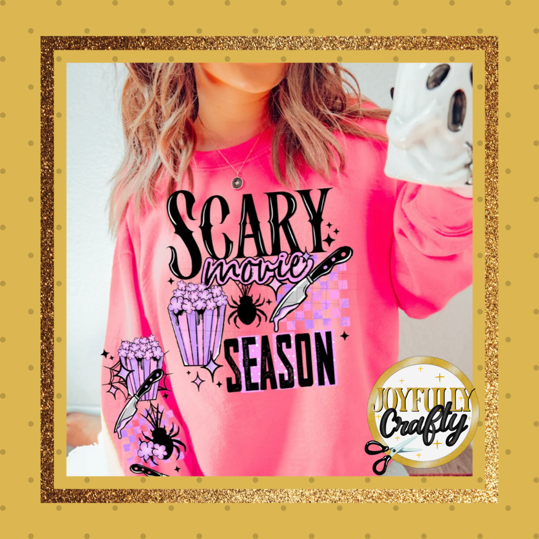 Black Scary Movie Season Purple Double Sleeves Adult Hoodie