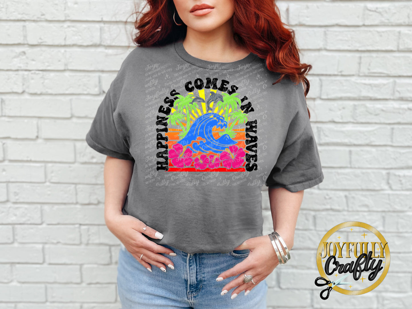 Happiness Comes In Waves Adult T Shirt