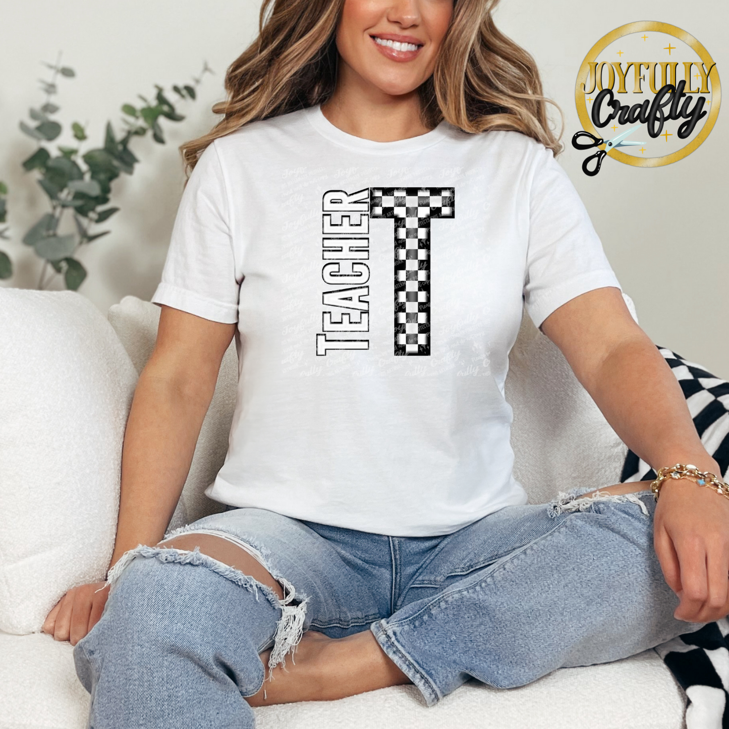 Checkered Teacher Adult Shirt
