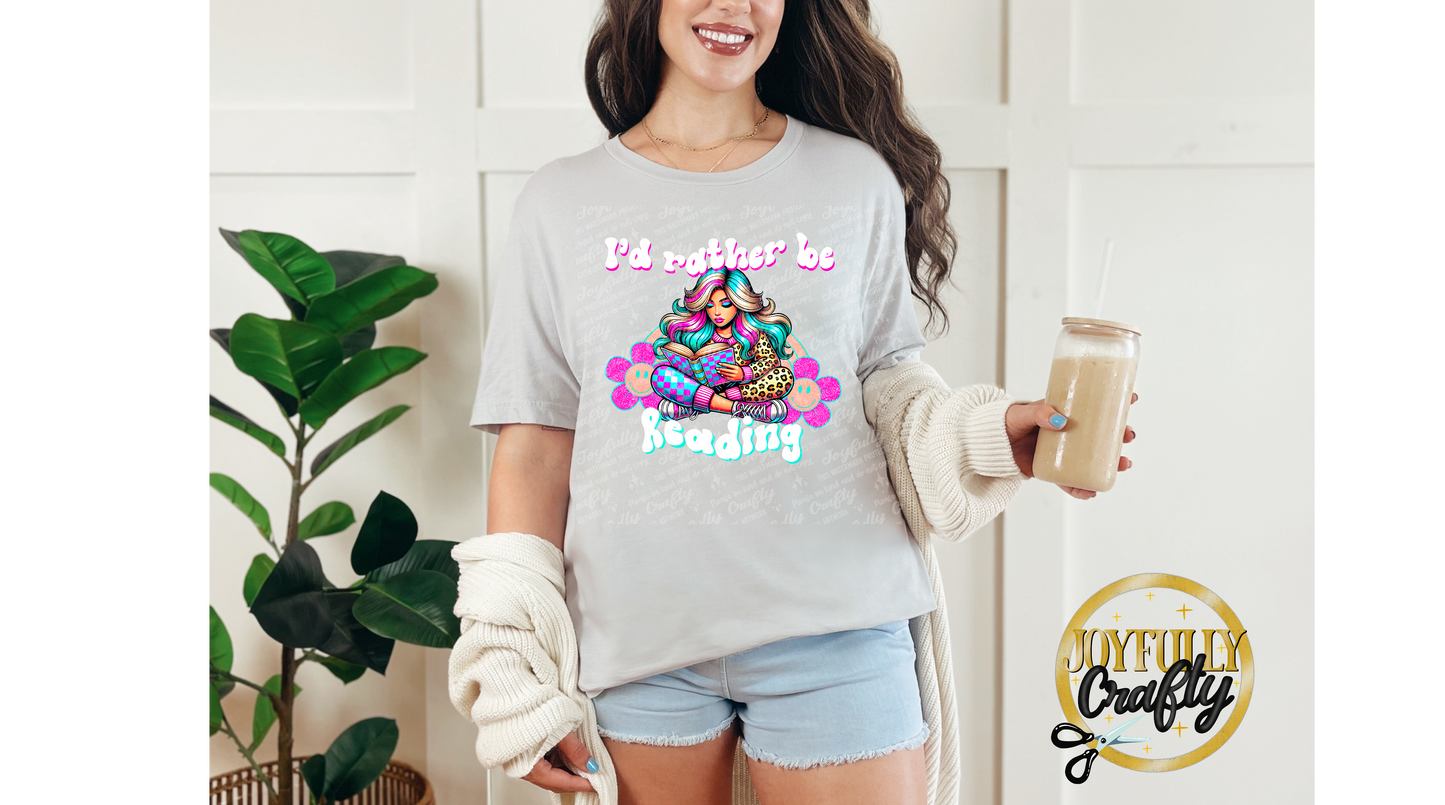 I'd Rather Be Reading Retro Adult T Shirt