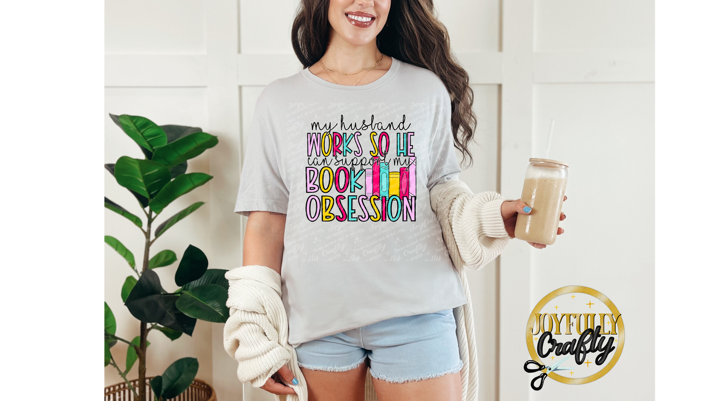 My Husband Works Hard For Books Adult T Shirt