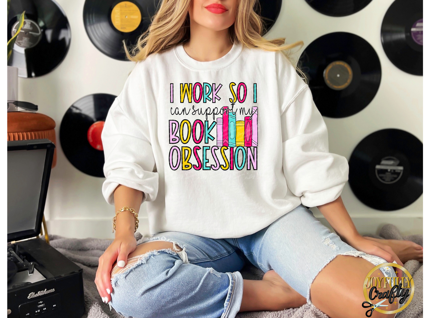 I Work Hard For Books Adult Crewneck Sweater