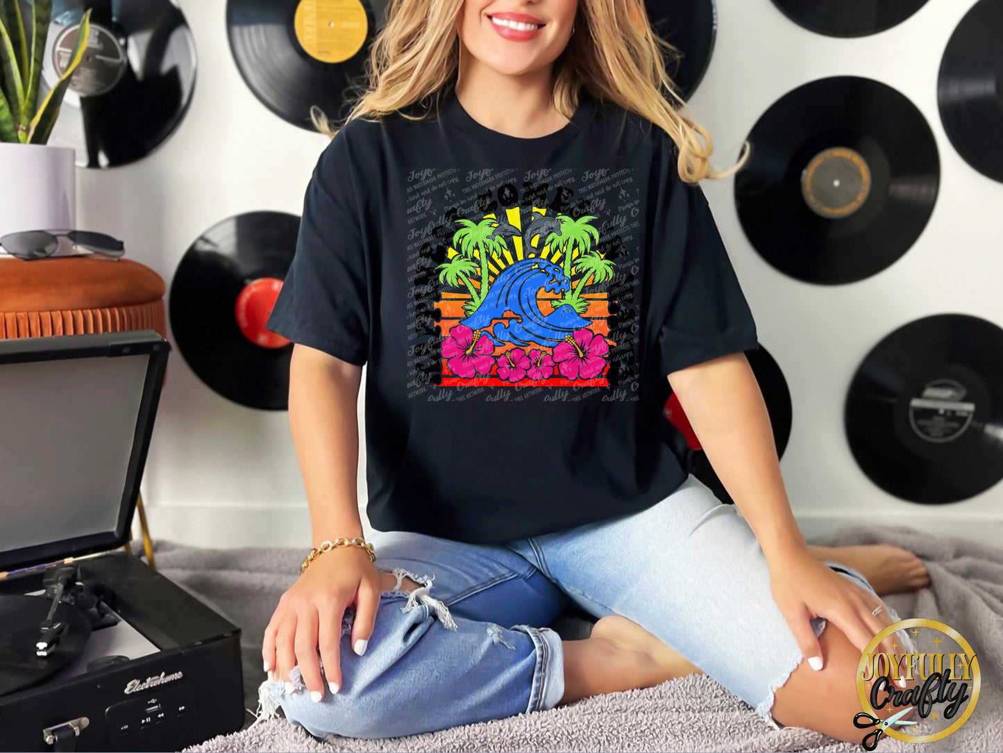 Happiness Comes In Waves Adult T Shirt