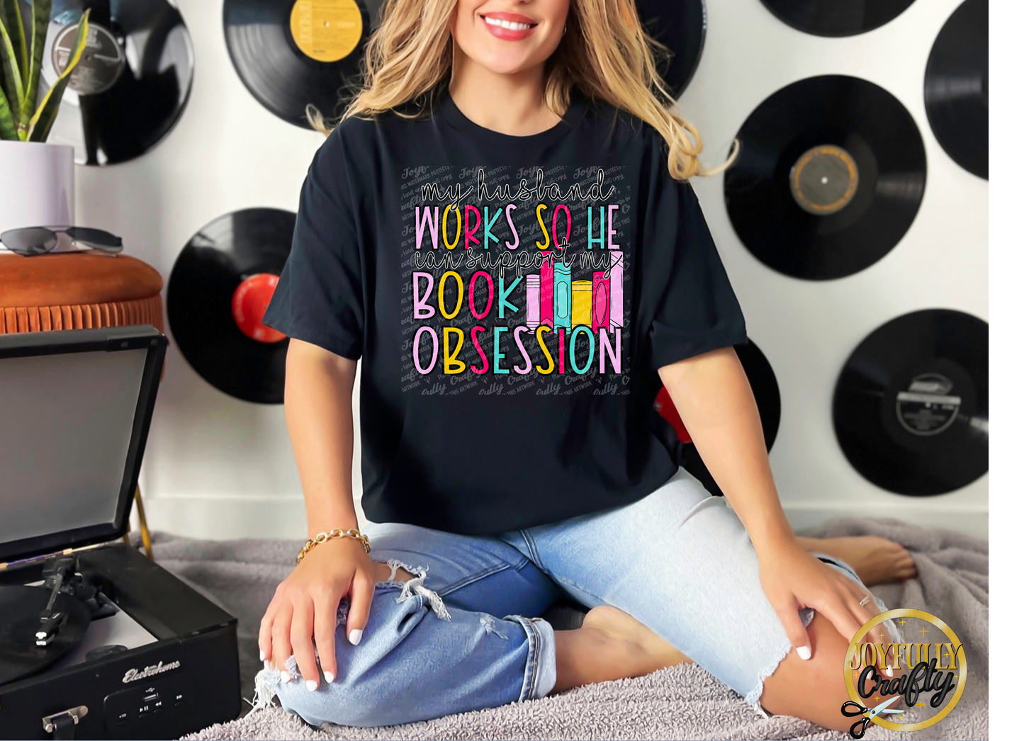 My Husband Works Hard For Books Adult T Shirt