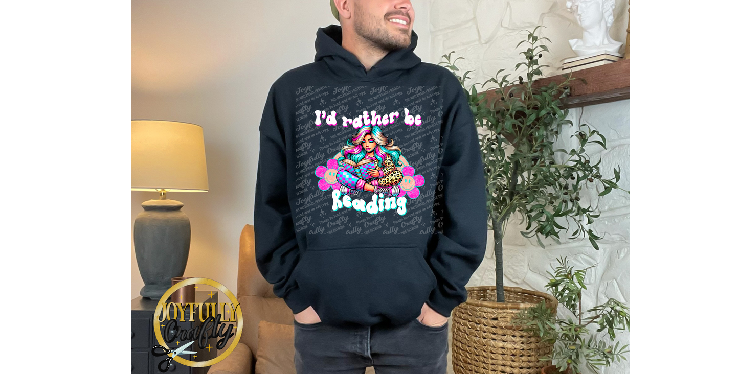 I'd Rather Be Reading Retro Adult Hoodie