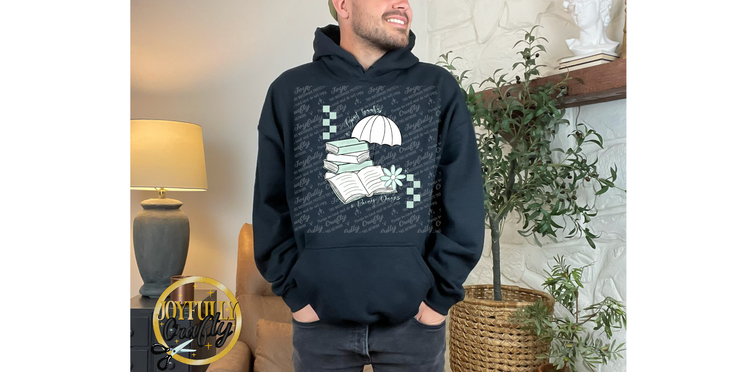 Good Books and Rainy Days Adult Hoodie