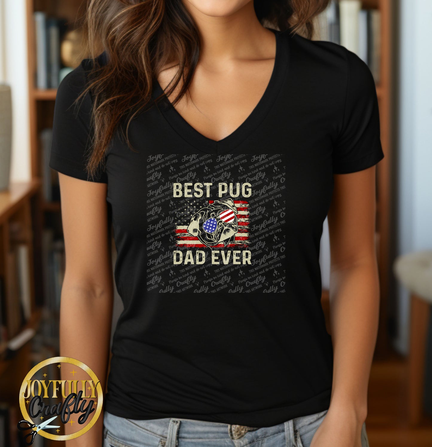 Best Pug Dad Ever American Flag Adult T Shirt