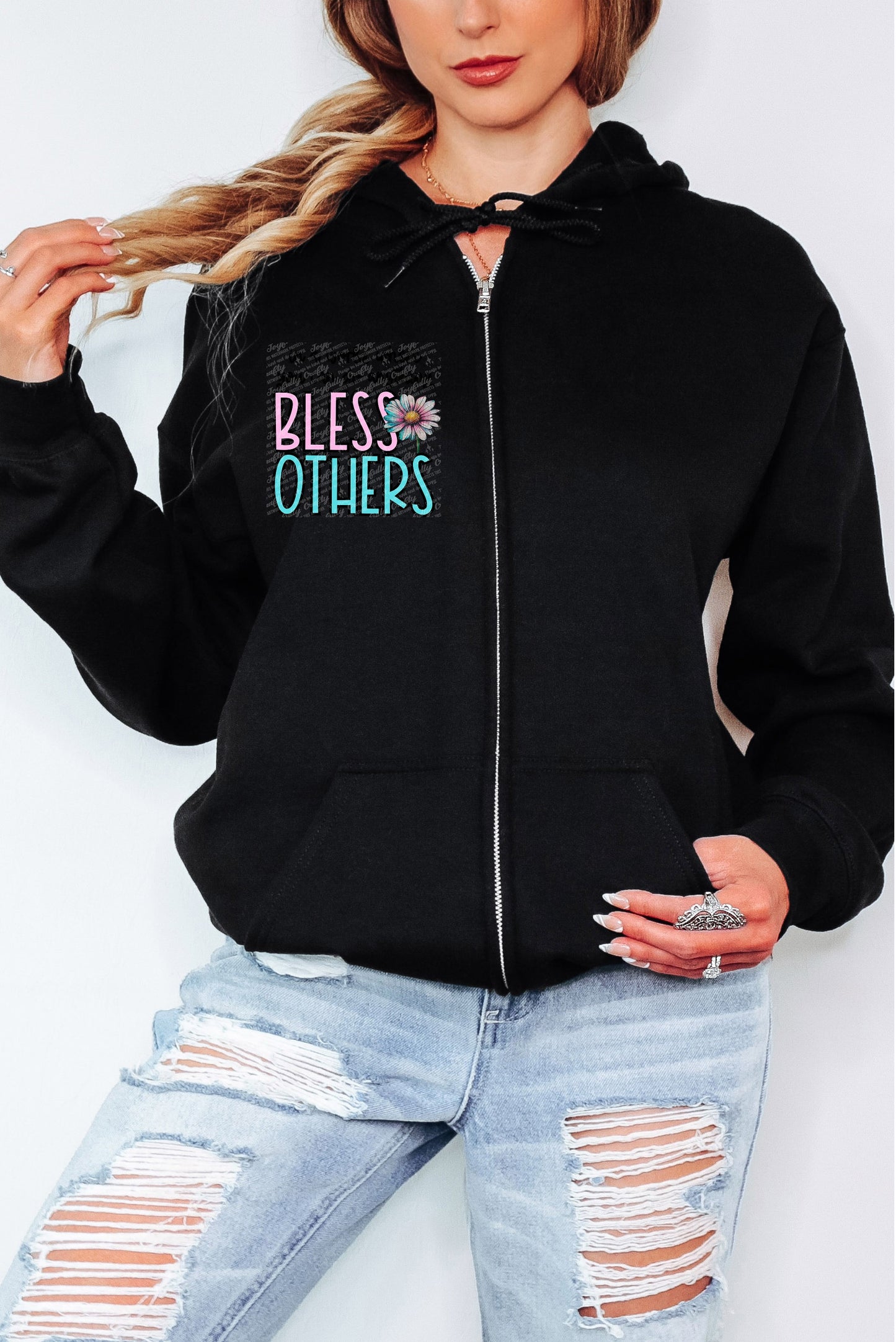 Bless Others Adult Zip Up Hoodie Pocket Design