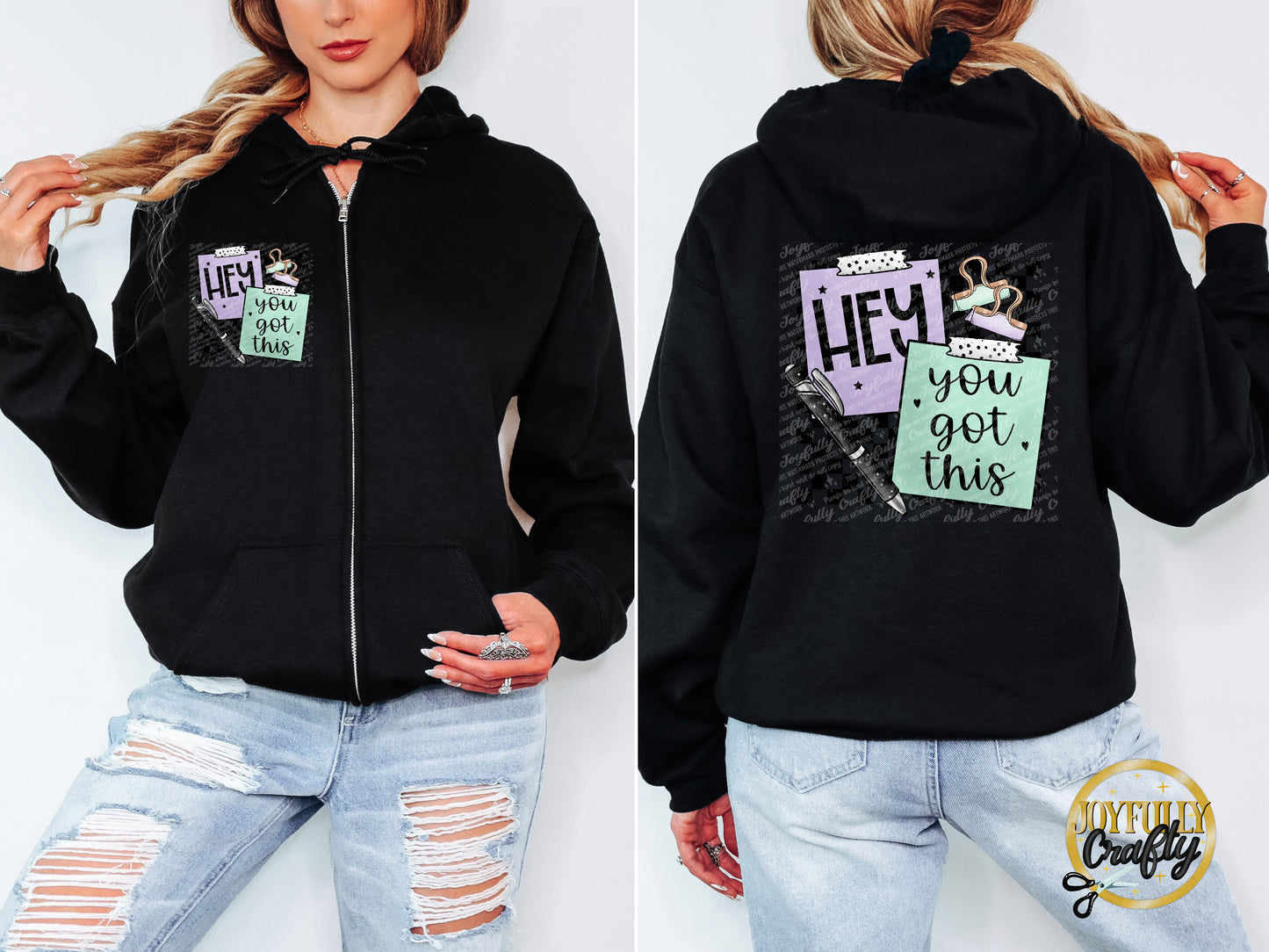 Hey You Got This Adult Zip Up Hoodie Pocket Design