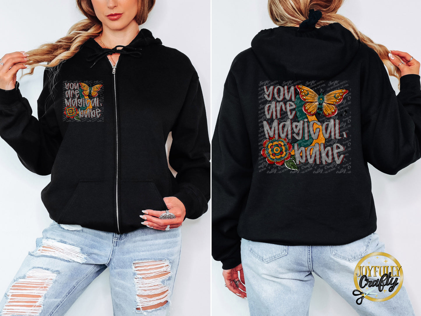 You Are Magical Adult Zip Up Hoodie Front and Back Design