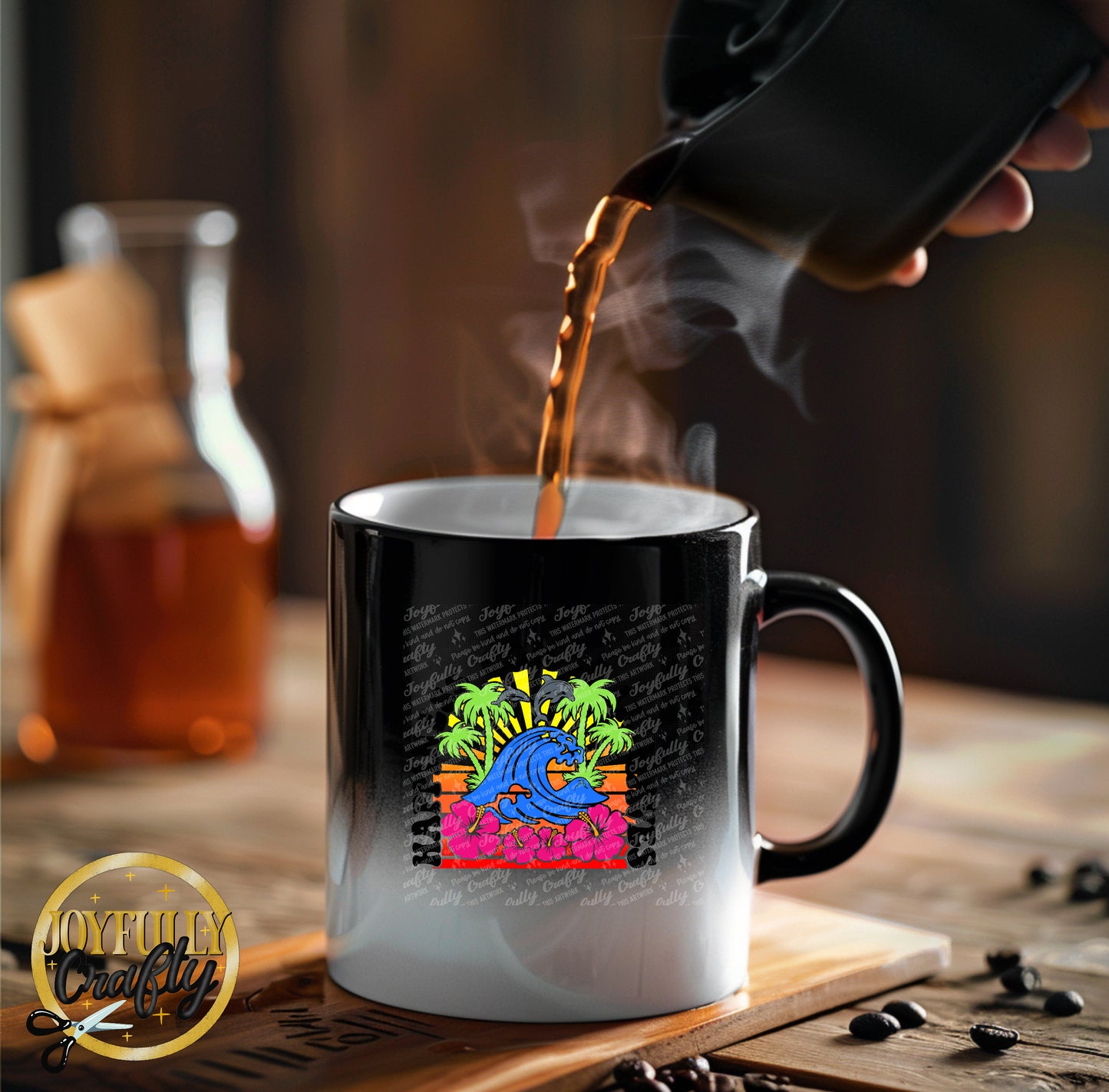 Happiness Comes In Waves Ceramic Mug