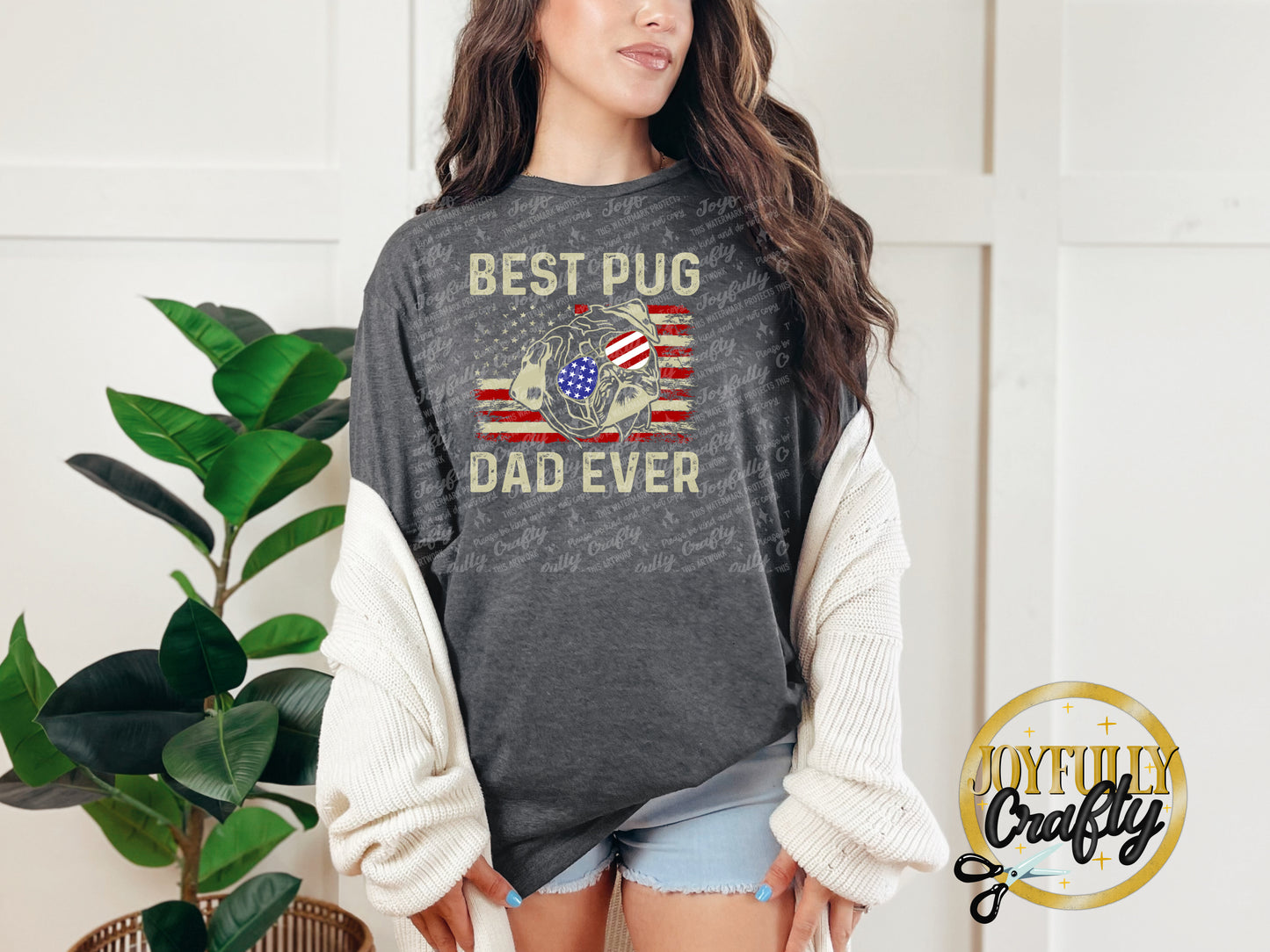 Best Pug Dad Ever American Flag Adult T Shirt