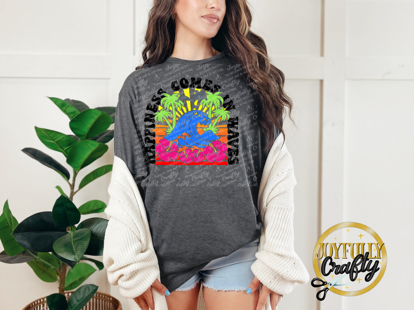 Happiness Comes In Waves Adult T Shirt