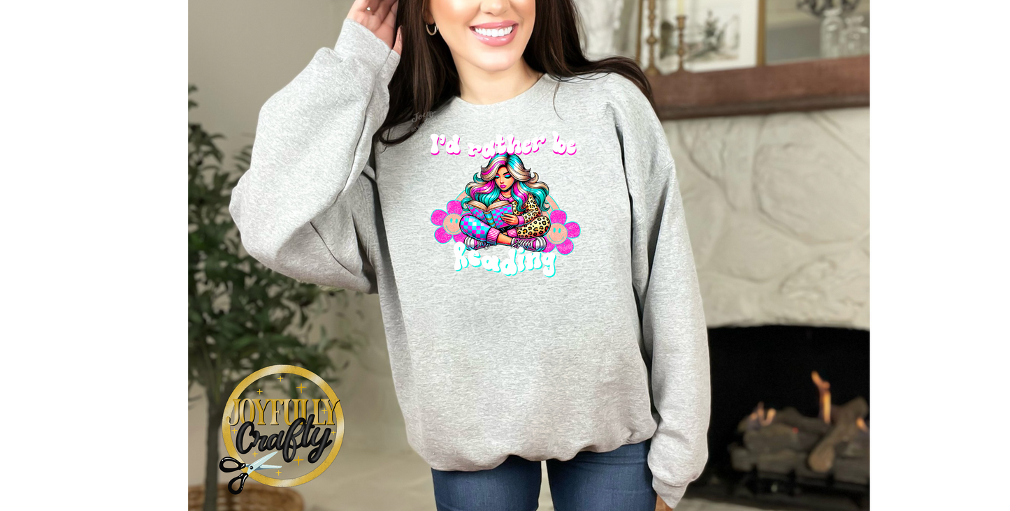 I'd Rather Be Reading Retro Adult Crewneck Sweater