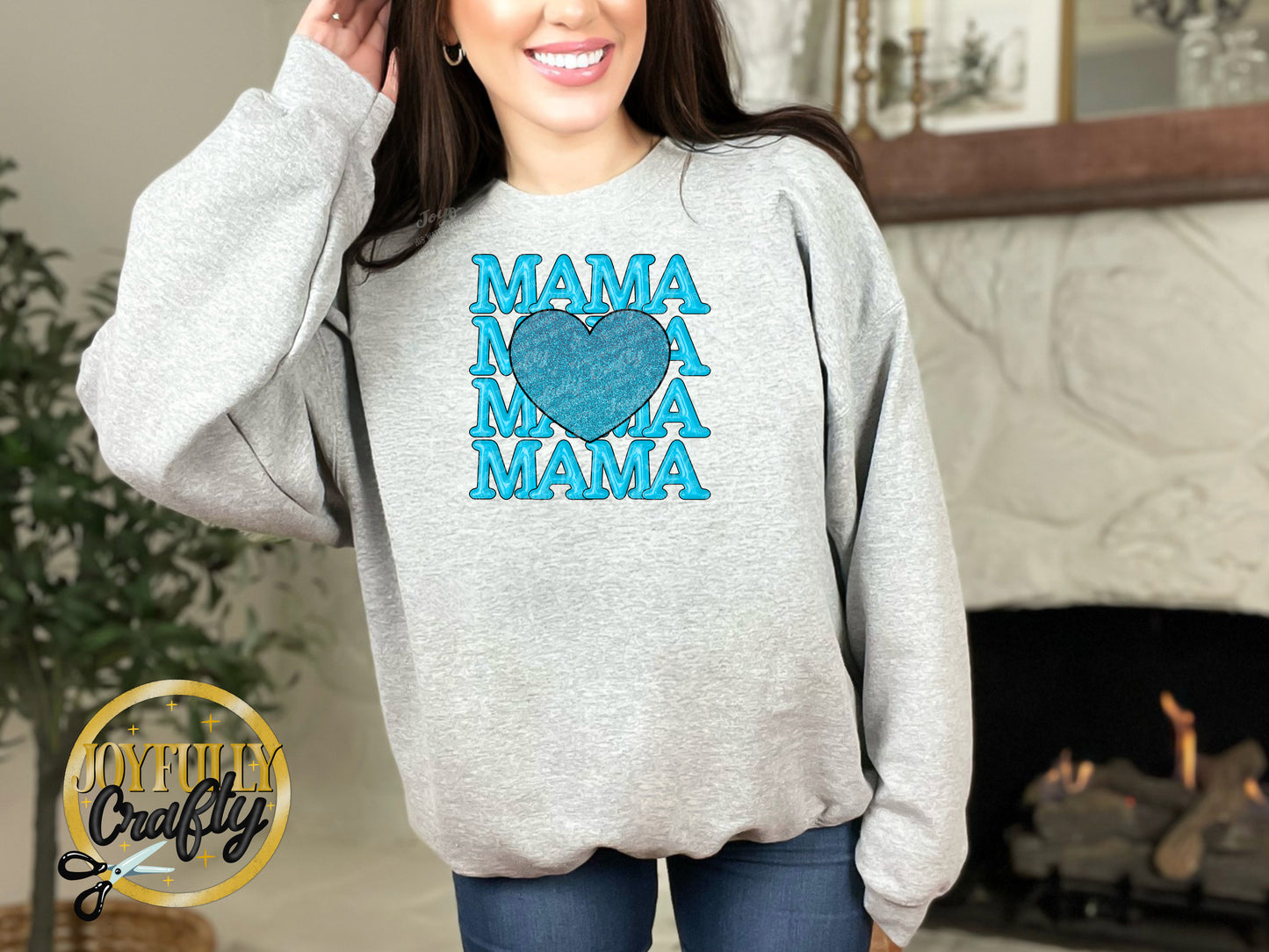 Blue Mama Stacked Adult Crewneck Sweater