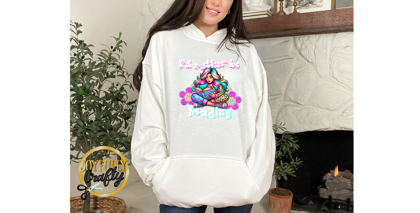 I'd Rather Be Reading Retro Adult Hoodie