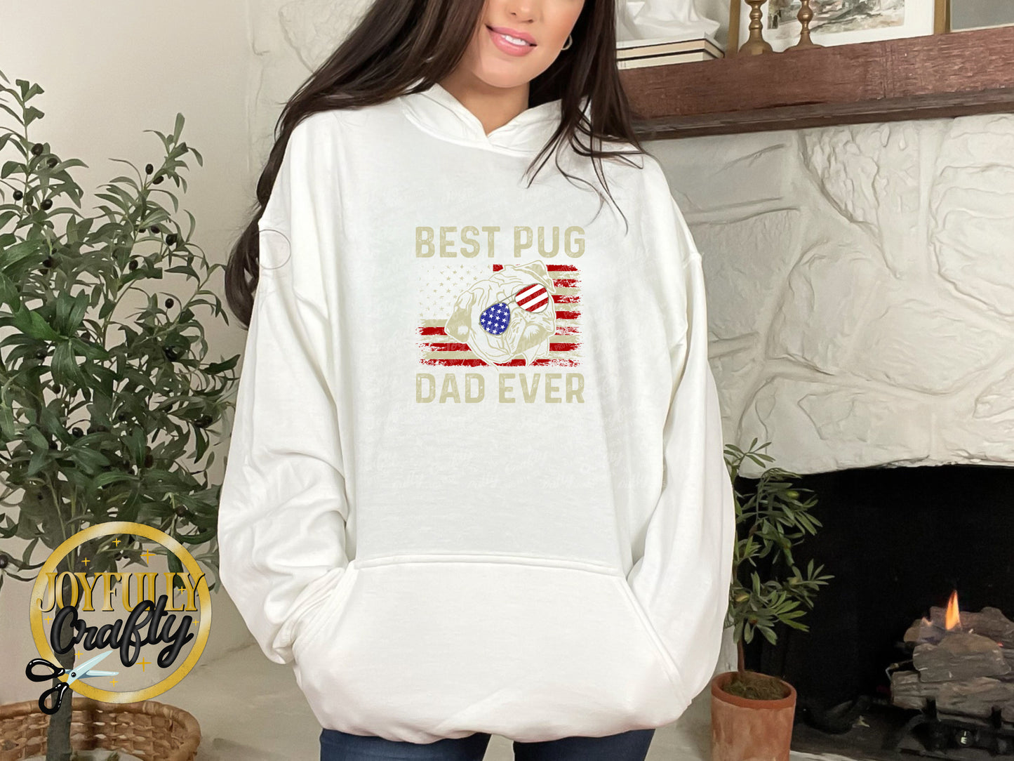 Best Pug Dad Ever American Flag Adult Hoodie