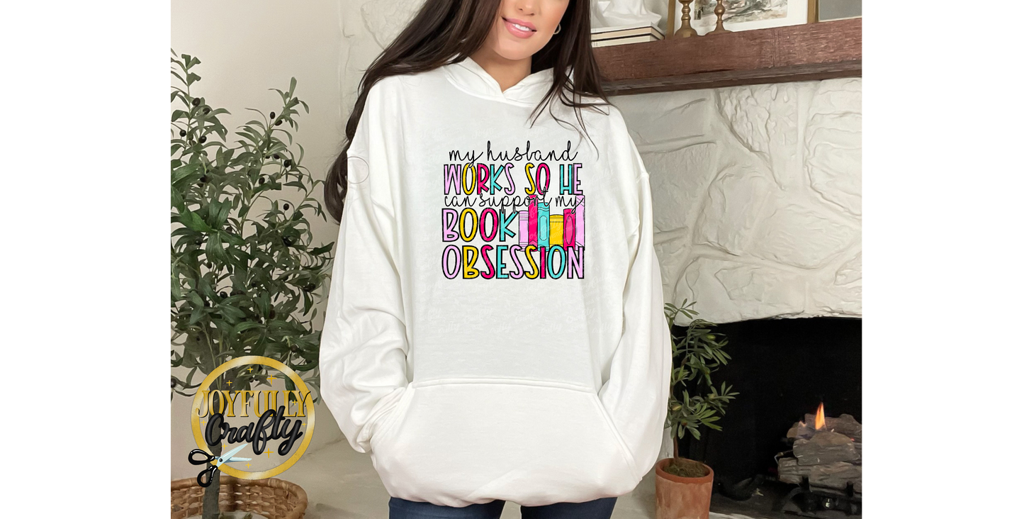 My Husband Works Hard For Books Adult Hoodie