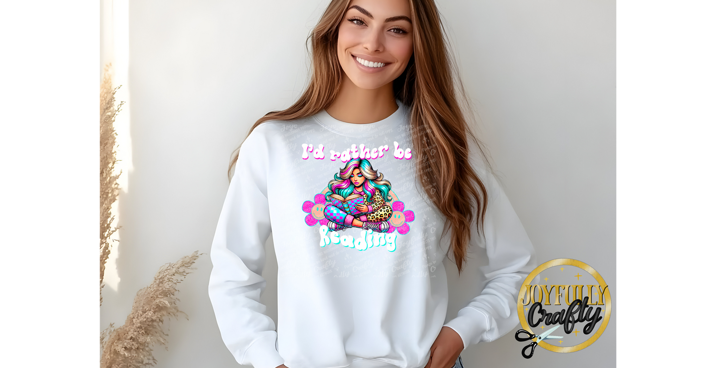 I'd Rather Be Reading Retro Adult Long Sleeve