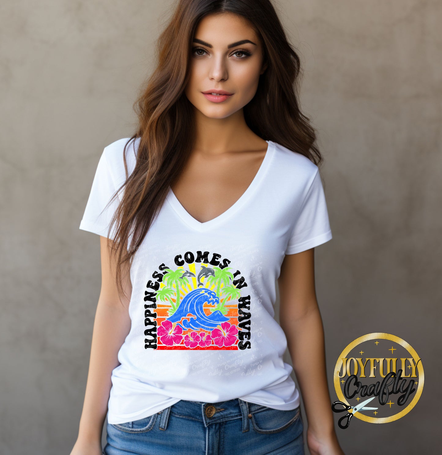 Happiness Comes In Waves Adult T Shirt