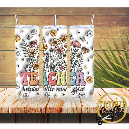 3D Teacher Helping Minds Grow 20 Ounce Tumbler