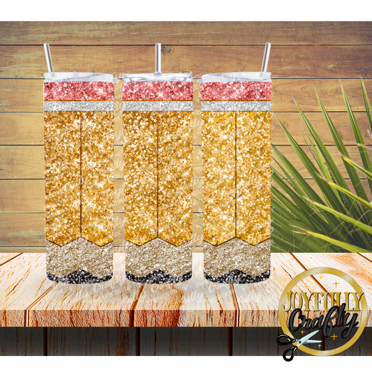 Glitter Pencil 20 Ounce Tumbler