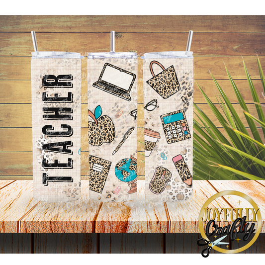 Leopard Teacher Stuff 20 Ounce Tumbler