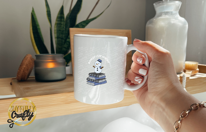 Booked For Winter Snowman White Letters Ceramic Mug