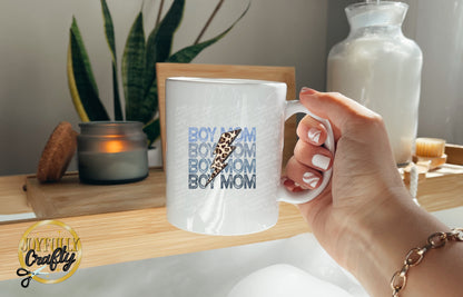 Boy Mom Distressed Bolt Ceramic Mug