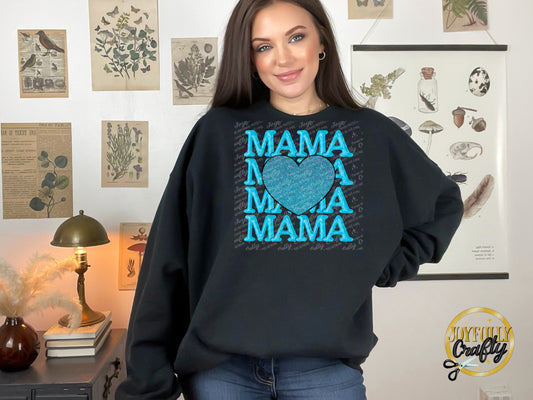 Blue Mama Stacked Adult Crewneck Sweater