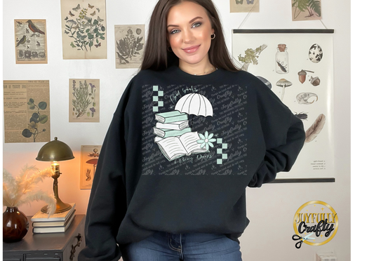 Good Books and Rainy Days Adult Crewneck Sweater
