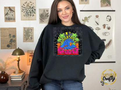 Happiness Comes In Waves Adult Crewneck Sweater