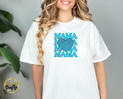 Blue Mama Stacked Adult T Shirt
