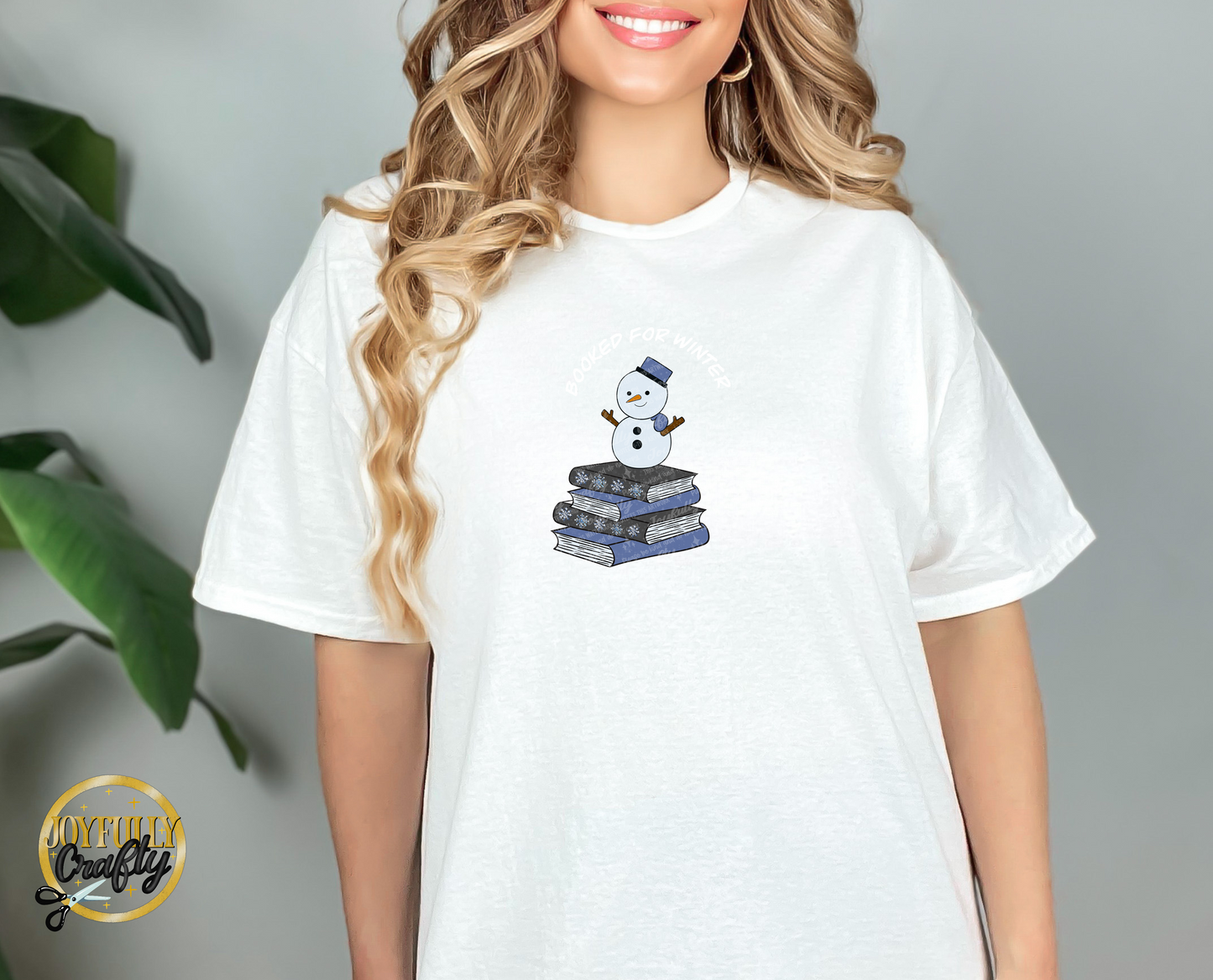 Booked For Winter Snowman White Letters Adult T Shirt