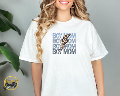 Boy Mom Distressed Bolt Adult T Shirt