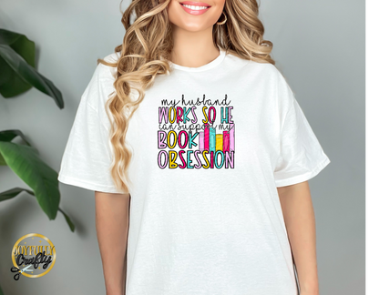 My Husband Works Hard For Books Adult T Shirt