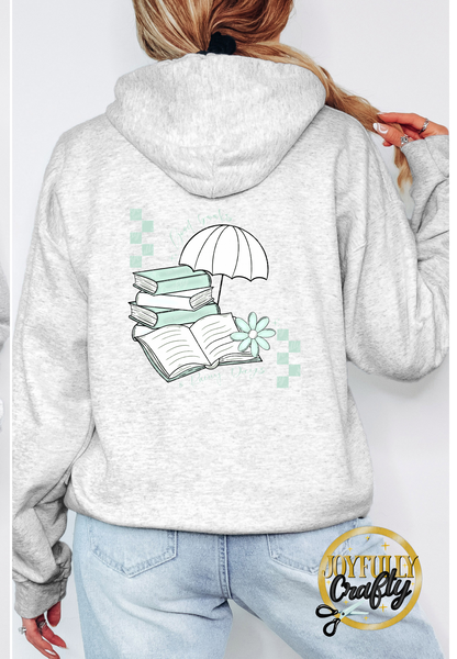 Good Books and Rainy Days Adult Zip Up Hoodie Back Design