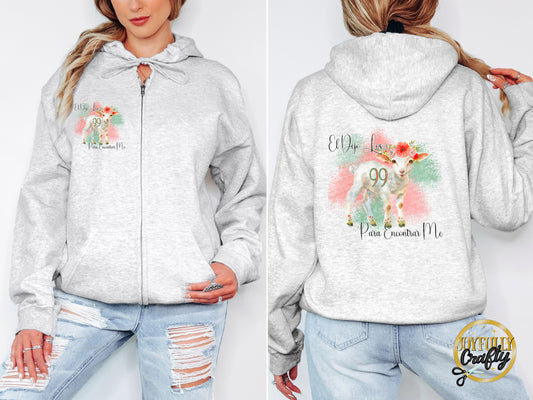 He Left The 99 Spanish Adult Zip Up Hoodie Front and Back Design