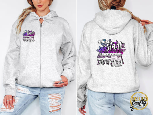 Rereading The Last Adult Zip Up Hoodie Back Design