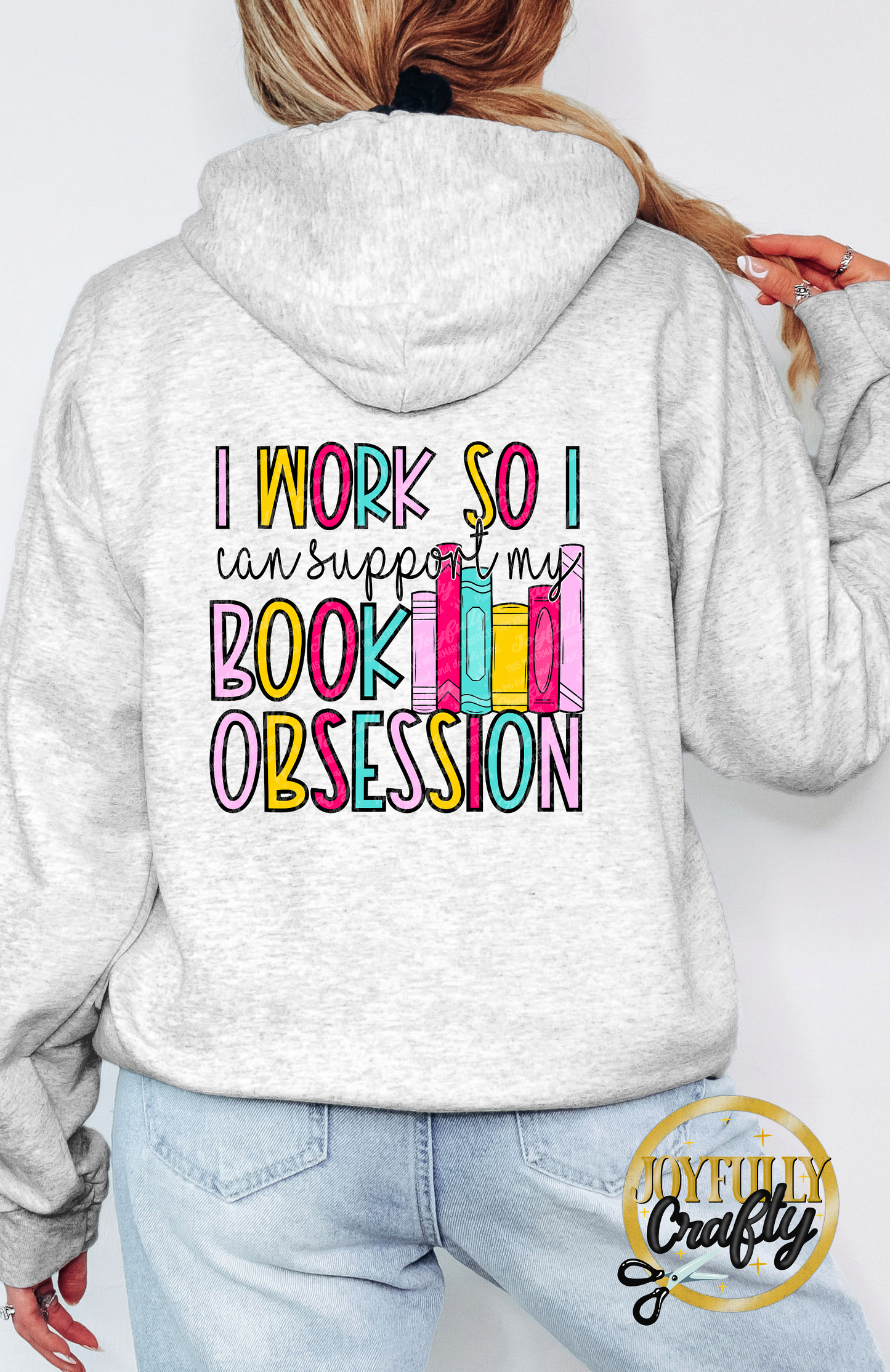I Work Hard For Books Adult Zip Up Hoodie Back Design